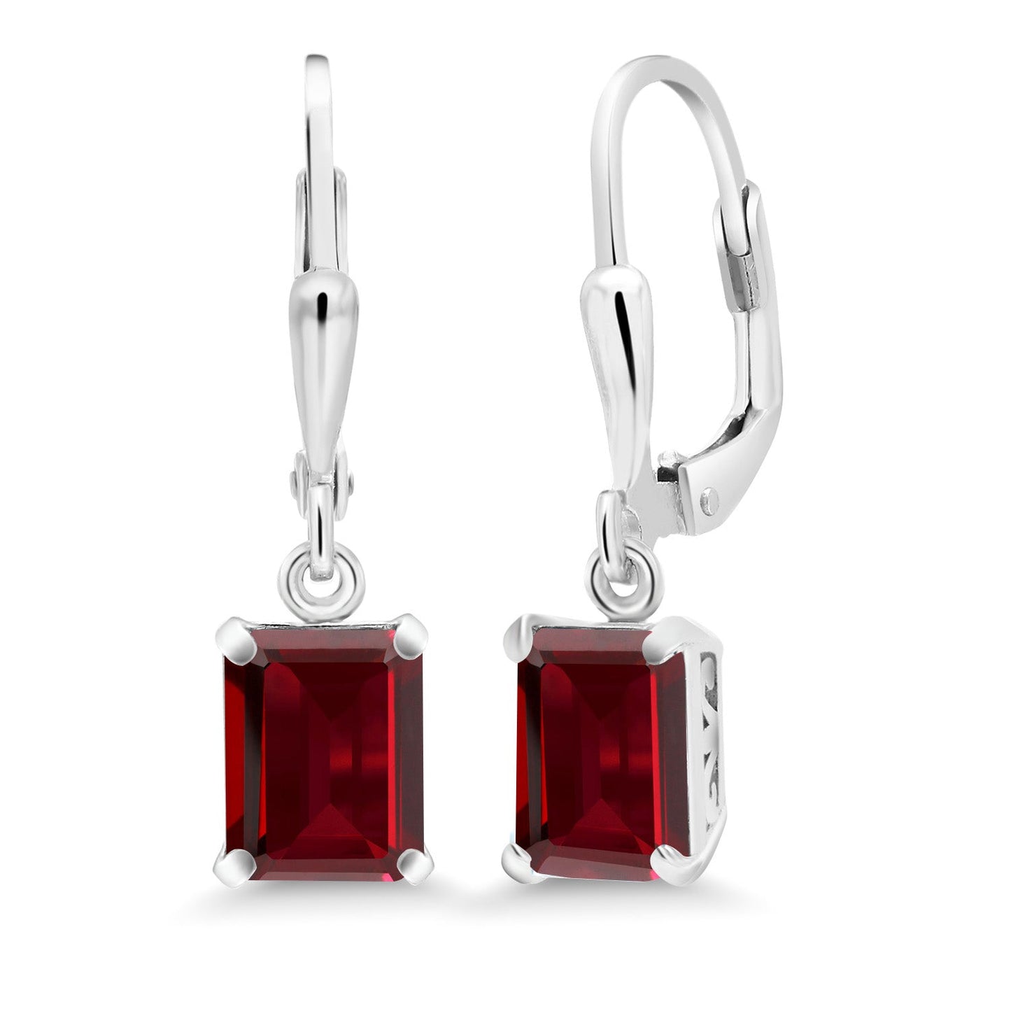 Leverback Drop Dangle Earrings For Women | 8X6MM Emerald Cut Gemstone Birthstone | 925 Sterling Silver | Fine Jewelry Gifts for Her Mom Women Wife