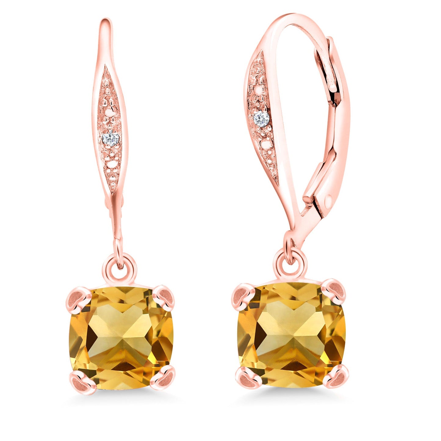 Drop Dangle Earrings For Women | 7MM Cushion Cut Gemstone Birthstone and White Diamond | 925 Sterling Silver | Fine Jewelry Gifts for Her Mom Women Wife