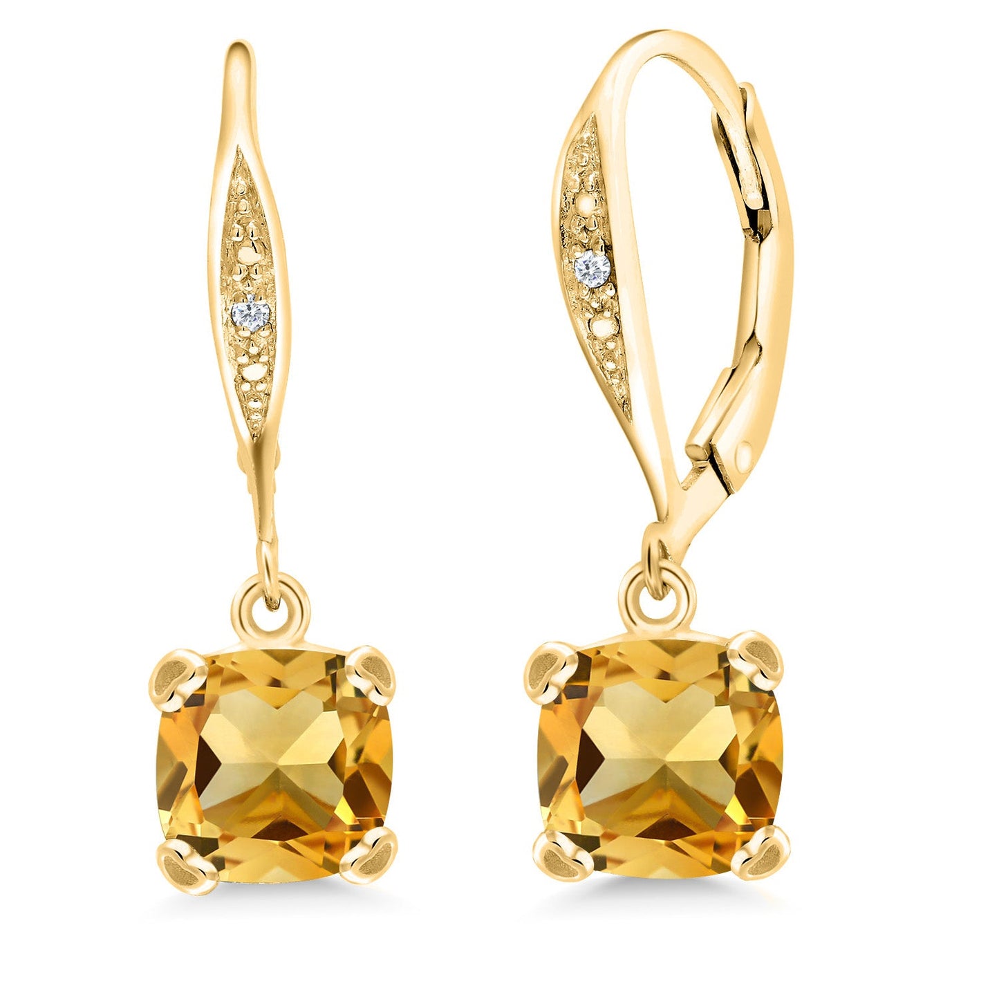 Drop Dangle Earrings For Women | 7MM Cushion Cut Gemstone Birthstone and White Diamond | 925 Sterling Silver | Fine Jewelry Gifts for Her Mom Women Wife