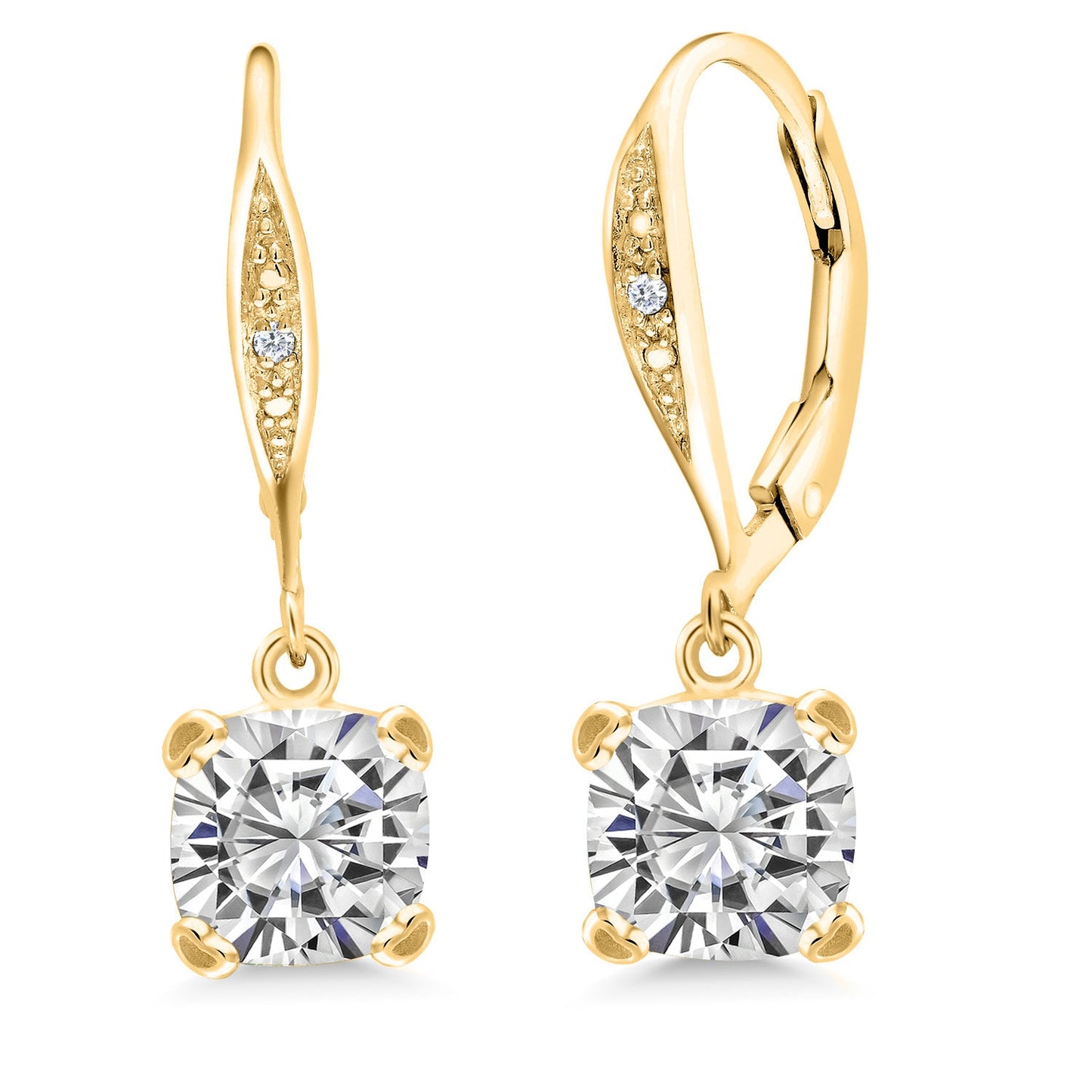 Drop Dangle Earrings For Women | 7MM Cushion Cut Gemstone Birthstone and White Diamond | 925 Sterling Silver | Fine Jewelry Gifts for Her Mom Women Wife