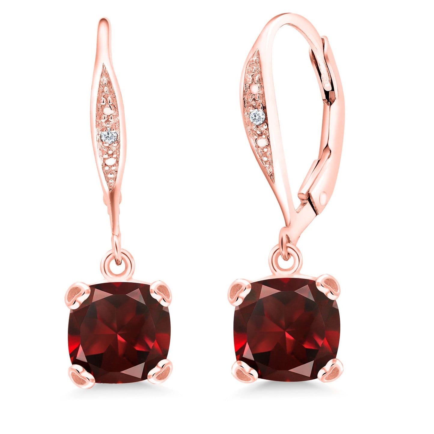 Drop Dangle Earrings For Women | 7MM Cushion Cut Gemstone Birthstone and White Diamond | 925 Sterling Silver | Fine Jewelry Gifts for Her Mom Women Wife