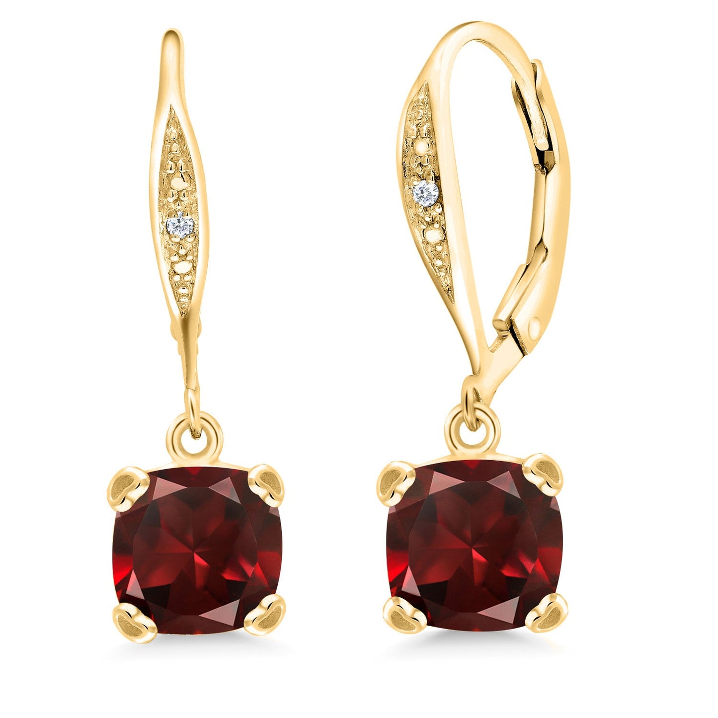 Drop Dangle Earrings For Women | 7MM Cushion Cut Gemstone Birthstone and White Diamond | 925 Sterling Silver | Fine Jewelry Gifts for Her Mom Women Wife