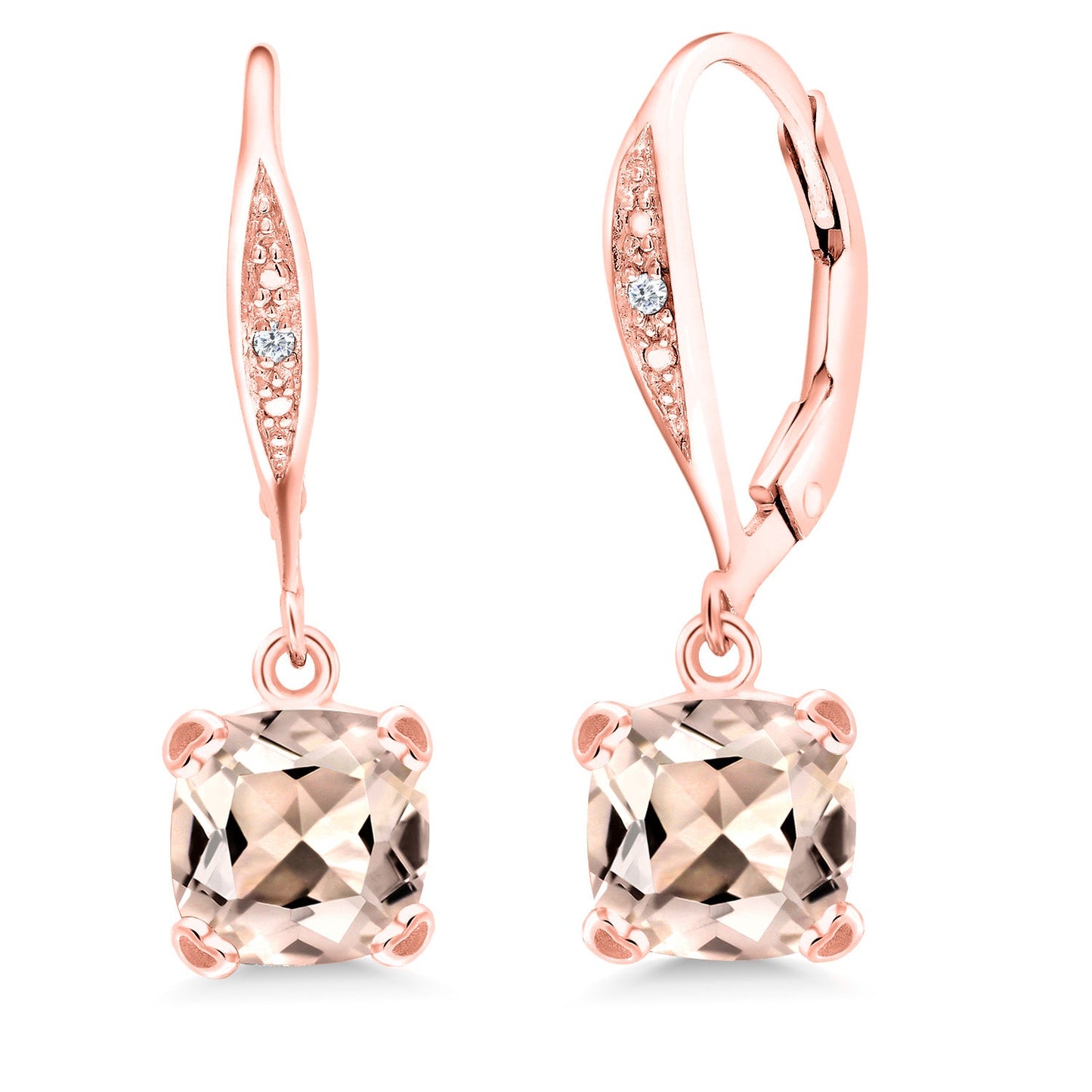 Drop Dangle Earrings For Women | 7MM Cushion Cut Gemstone Birthstone and White Diamond | 925 Sterling Silver | Fine Jewelry Gifts for Her Mom Women Wife