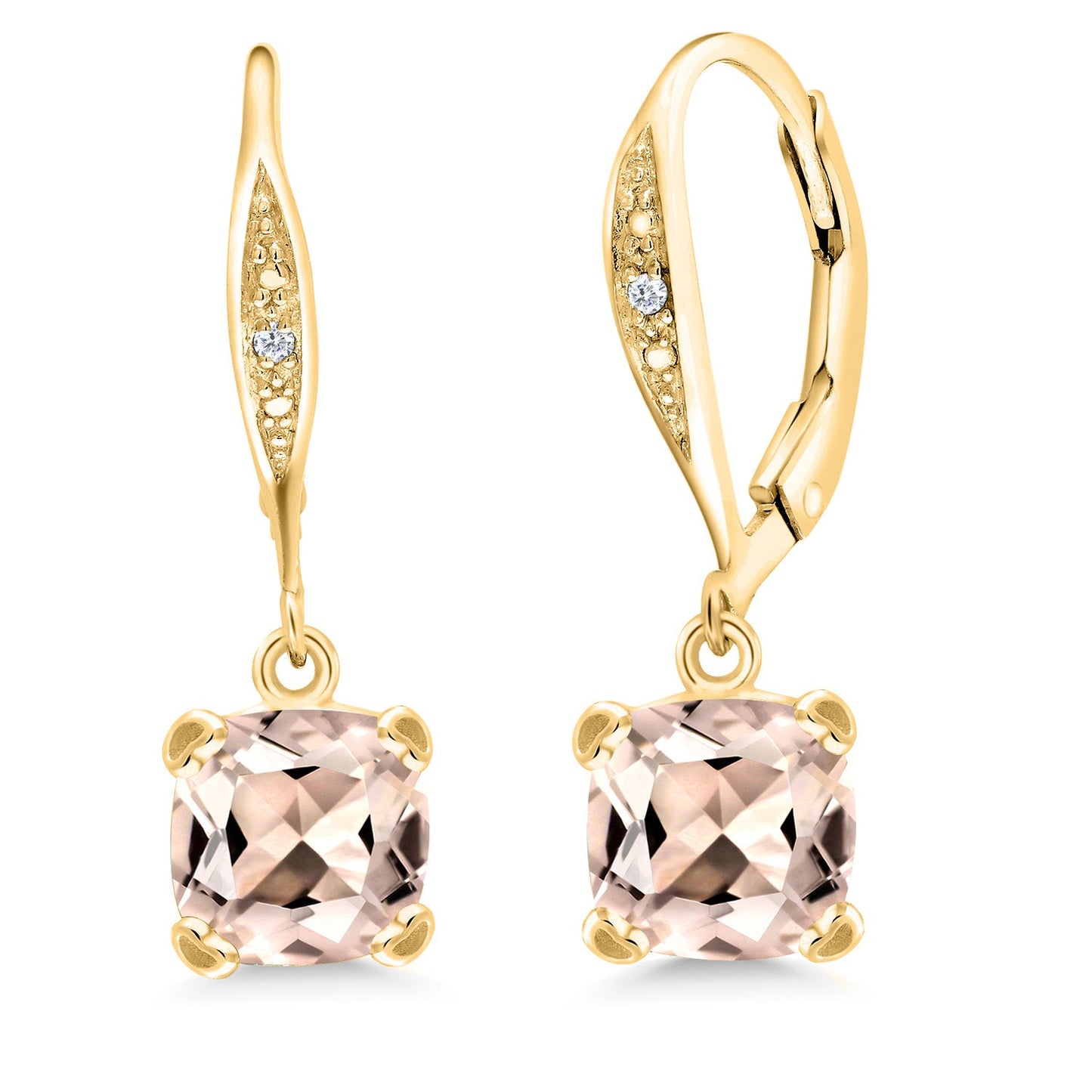 Drop Dangle Earrings For Women | 7MM Cushion Cut Gemstone Birthstone and White Diamond | 925 Sterling Silver | Fine Jewelry Gifts for Her Mom Women Wife