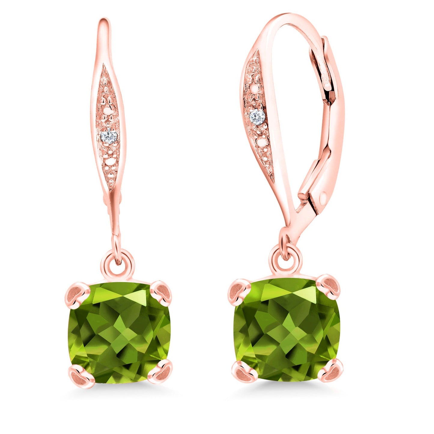 Drop Dangle Earrings For Women | 7MM Cushion Cut Gemstone Birthstone and White Diamond | 925 Sterling Silver | Fine Jewelry Gifts for Her Mom Women Wife