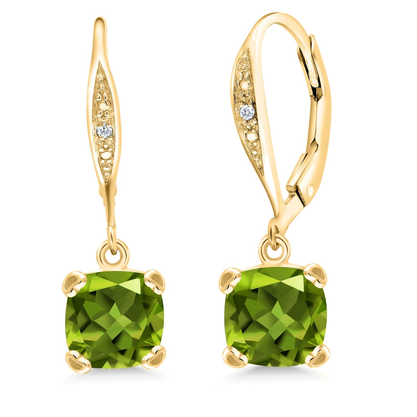 Drop Dangle Earrings For Women | 7MM Cushion Cut Gemstone Birthstone and White Diamond | 925 Sterling Silver | Fine Jewelry Gifts for Her Mom Women Wife