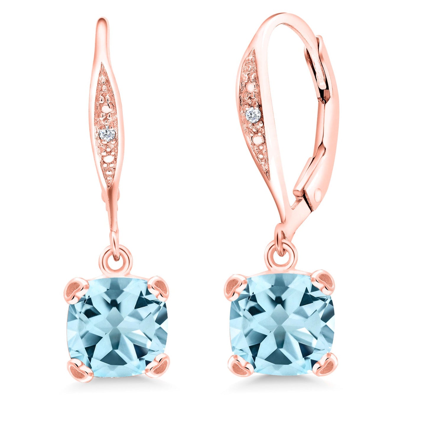 Drop Dangle Earrings For Women | 7MM Cushion Cut Gemstone Birthstone and White Diamond | 925 Sterling Silver | Fine Jewelry Gifts for Her Mom Women Wife