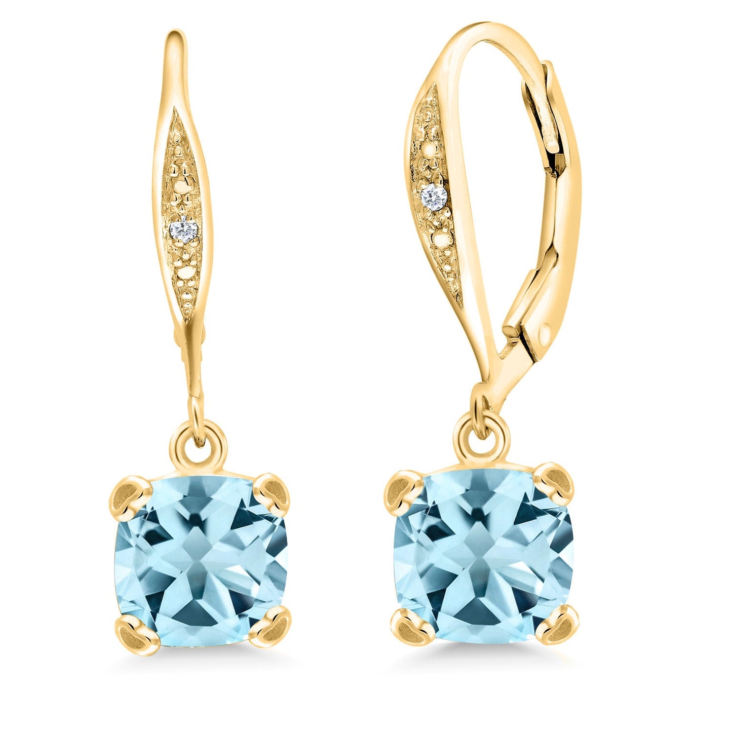 Drop Dangle Earrings For Women | 7MM Cushion Cut Gemstone Birthstone and White Diamond | 925 Sterling Silver | Fine Jewelry Gifts for Her Mom Women Wife