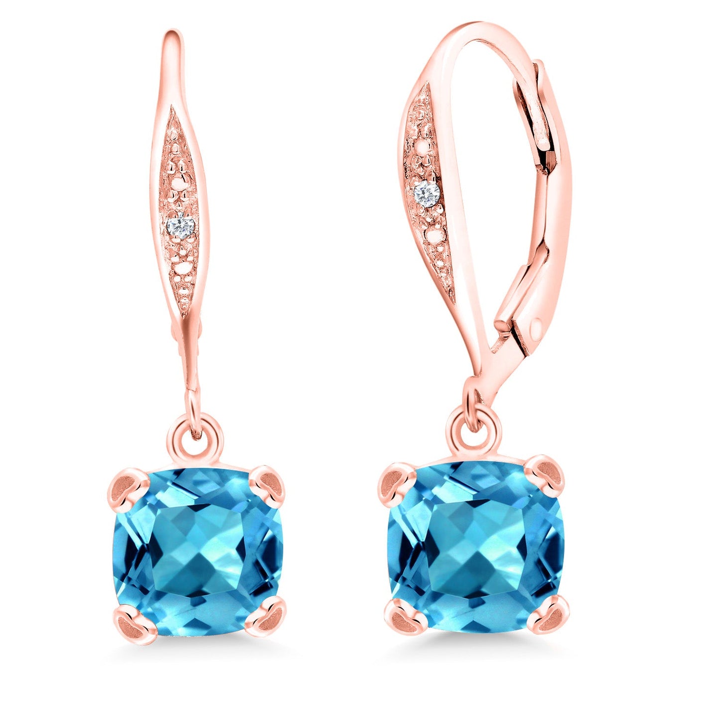 Drop Dangle Earrings For Women | 7MM Cushion Cut Gemstone Birthstone and White Diamond | 925 Sterling Silver | Fine Jewelry Gifts for Her Mom Women Wife
