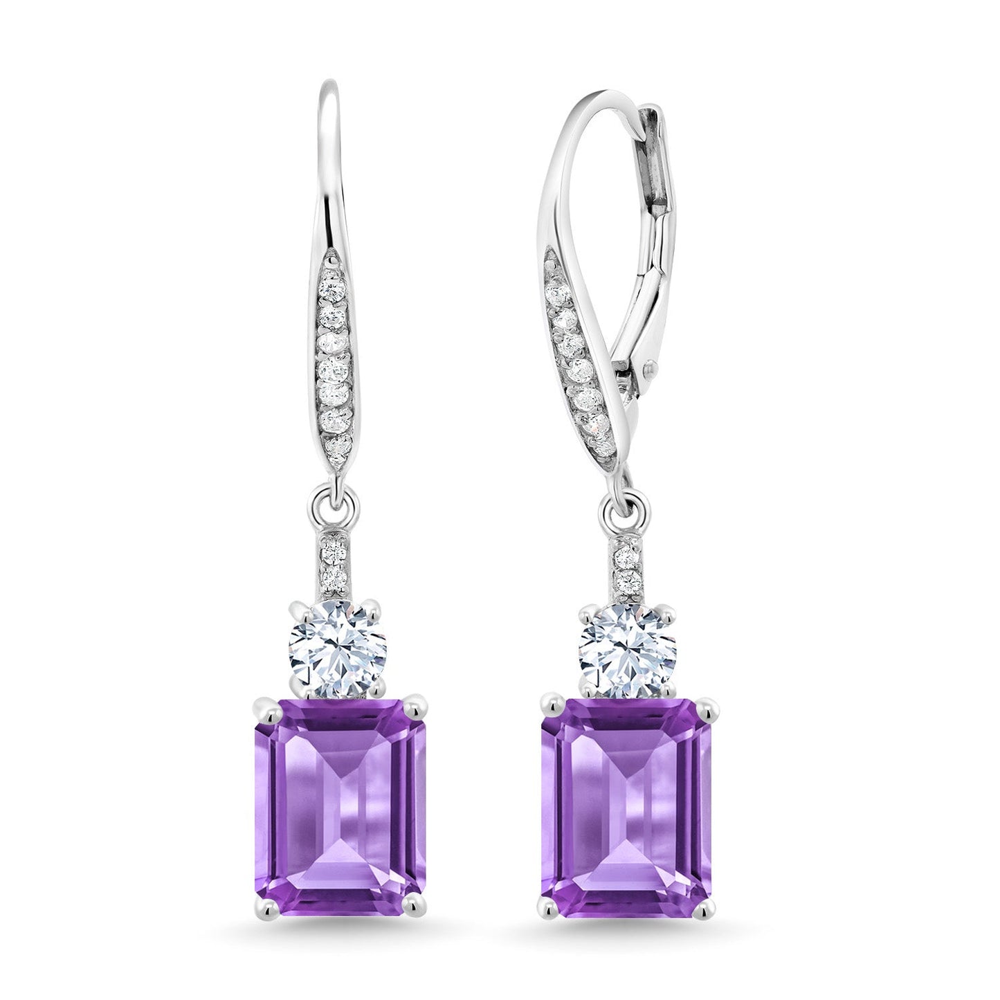 4-5 Cttw Drop Dangle Earrings for Women | 925 Sterling Silver | Emerald Cut 9X7MM Gemstone Birthstone | Fine Jewelry Gifts for Her Mom Anniversary Wedding