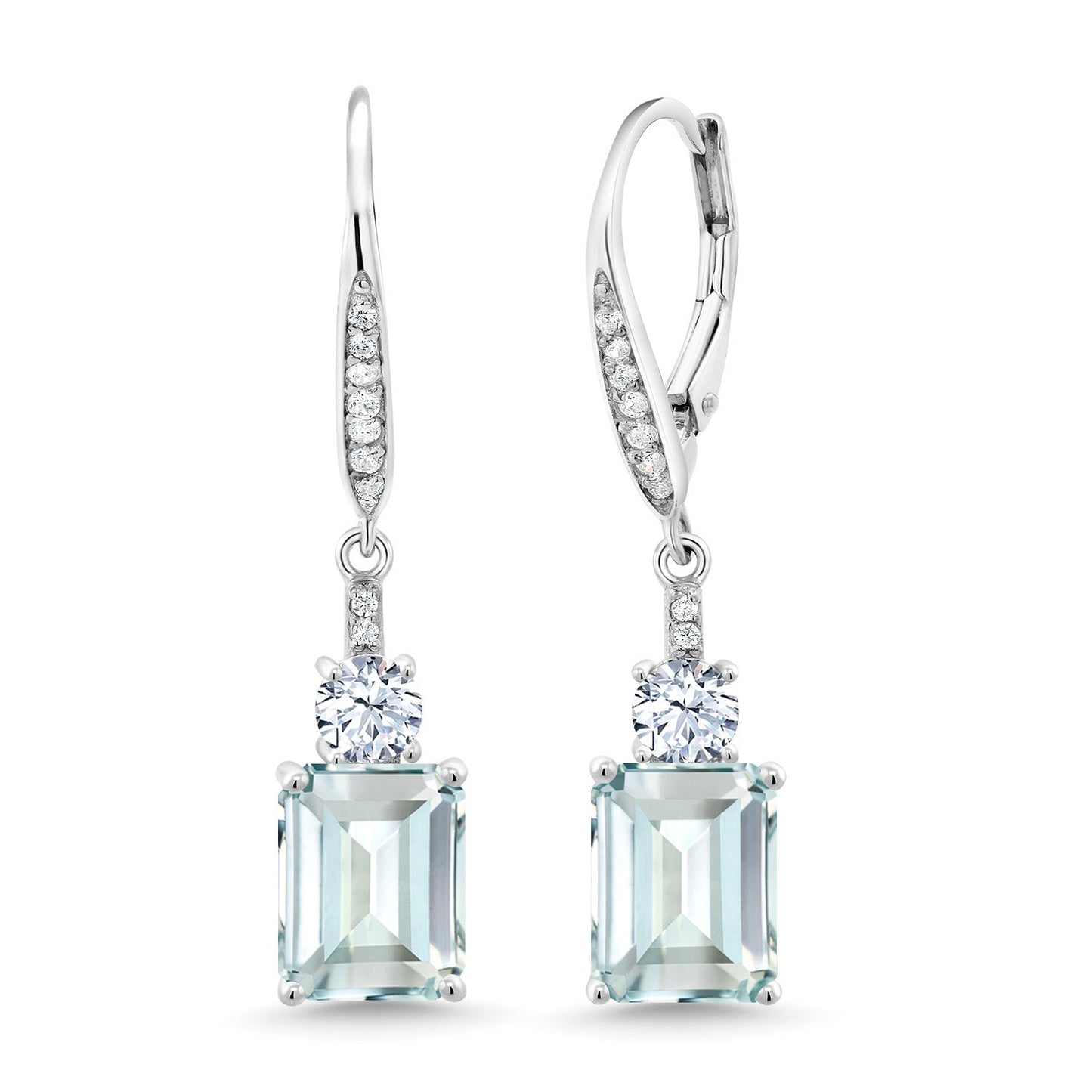 4-5 Cttw Drop Dangle Earrings for Women | 925 Sterling Silver | Emerald Cut 9X7MM Gemstone Birthstone | Fine Jewelry Gifts for Her Mom Anniversary Wedding