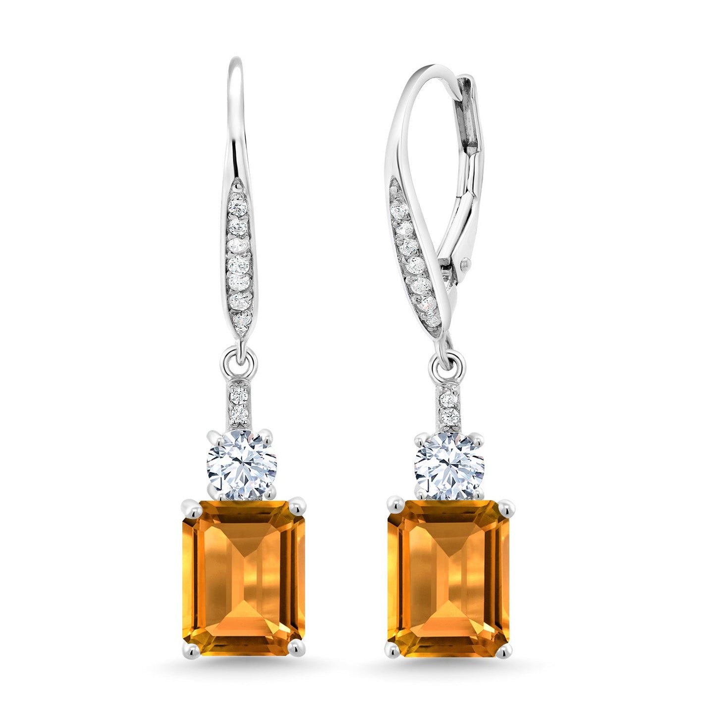 4-5 Cttw Drop Dangle Earrings for Women | 925 Sterling Silver | Emerald Cut 9X7MM Gemstone Birthstone | Fine Jewelry Gifts for Her Mom Anniversary Wedding