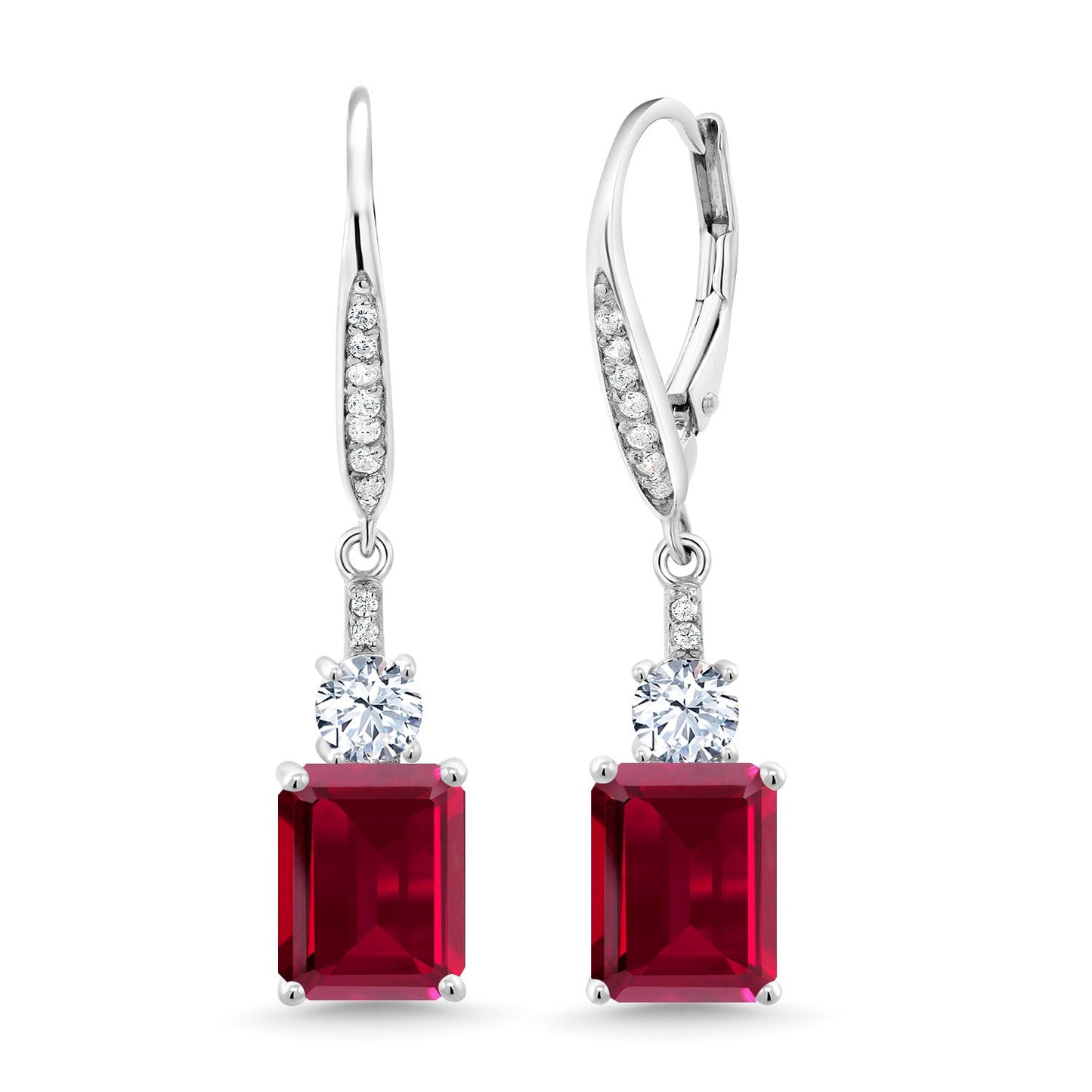 4-5 Cttw Drop Dangle Earrings for Women | 925 Sterling Silver | Emerald Cut 9X7MM Gemstone Birthstone | Fine Jewelry Gifts for Her Mom Anniversary Wedding