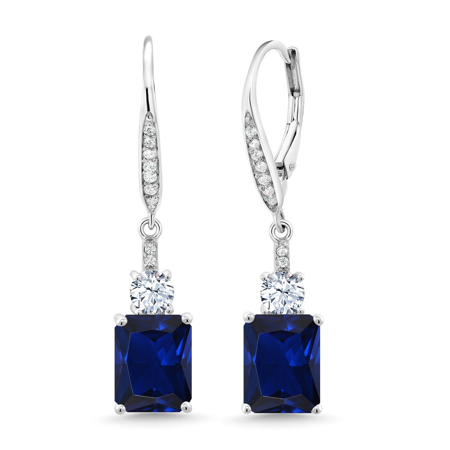 4-5 Cttw Drop Dangle Earrings for Women | 925 Sterling Silver | Emerald Cut 9X7MM Gemstone Birthstone | Fine Jewelry Gifts for Her Mom Anniversary Wedding
