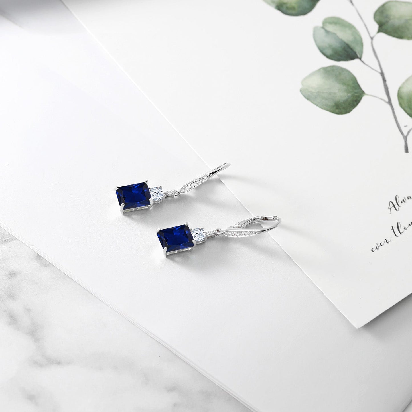 4-5 Cttw Drop Dangle Earrings for Women | 925 Sterling Silver | Emerald Cut 9X7MM Gemstone Birthstone | Fine Jewelry Gifts for Her Mom Anniversary Wedding
