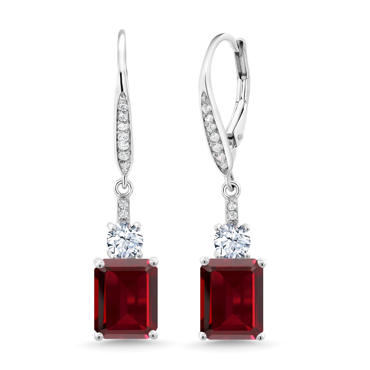 4-5 Cttw Drop Dangle Earrings for Women | 925 Sterling Silver | Emerald Cut 9X7MM Gemstone Birthstone | Fine Jewelry Gifts for Her Mom Anniversary Wedding
