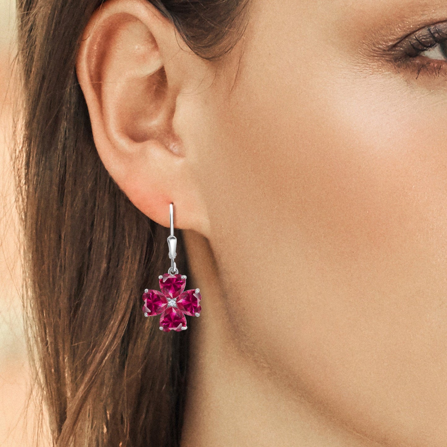 6MM Heart Shape Gemstone Birthstone Leverback Drop Dangle Earrings For Women | 925 Sterling Silver | Fine Jewelry Gifts for Her Mom Women Wife