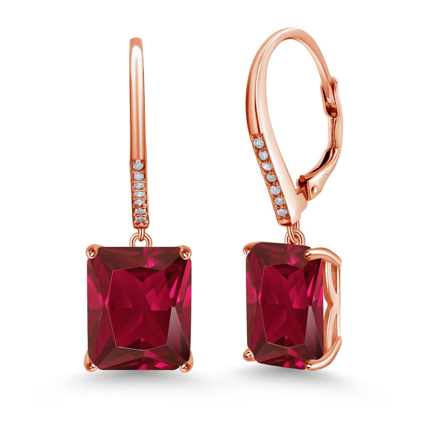 11-15 Cttw Leverback Drop Dangle Earrings for Women | 925 Sterling Silver | Gemstone Birthstone and White Diamond | Emerald Cut 12X10MM | Fine Jewelry Gifts for Her Mom Women Wife