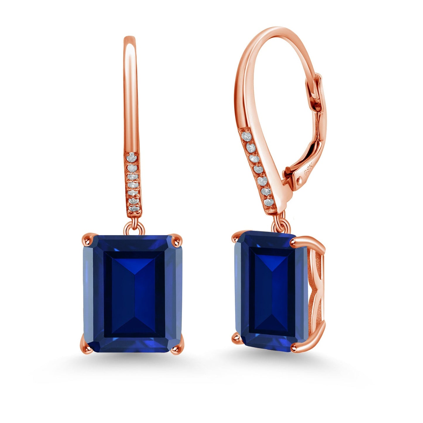 11-15 Cttw Leverback Drop Dangle Earrings for Women | 925 Sterling Silver | Gemstone Birthstone and White Diamond | Emerald Cut 12X10MM | Fine Jewelry Gifts for Her Mom Women Wife