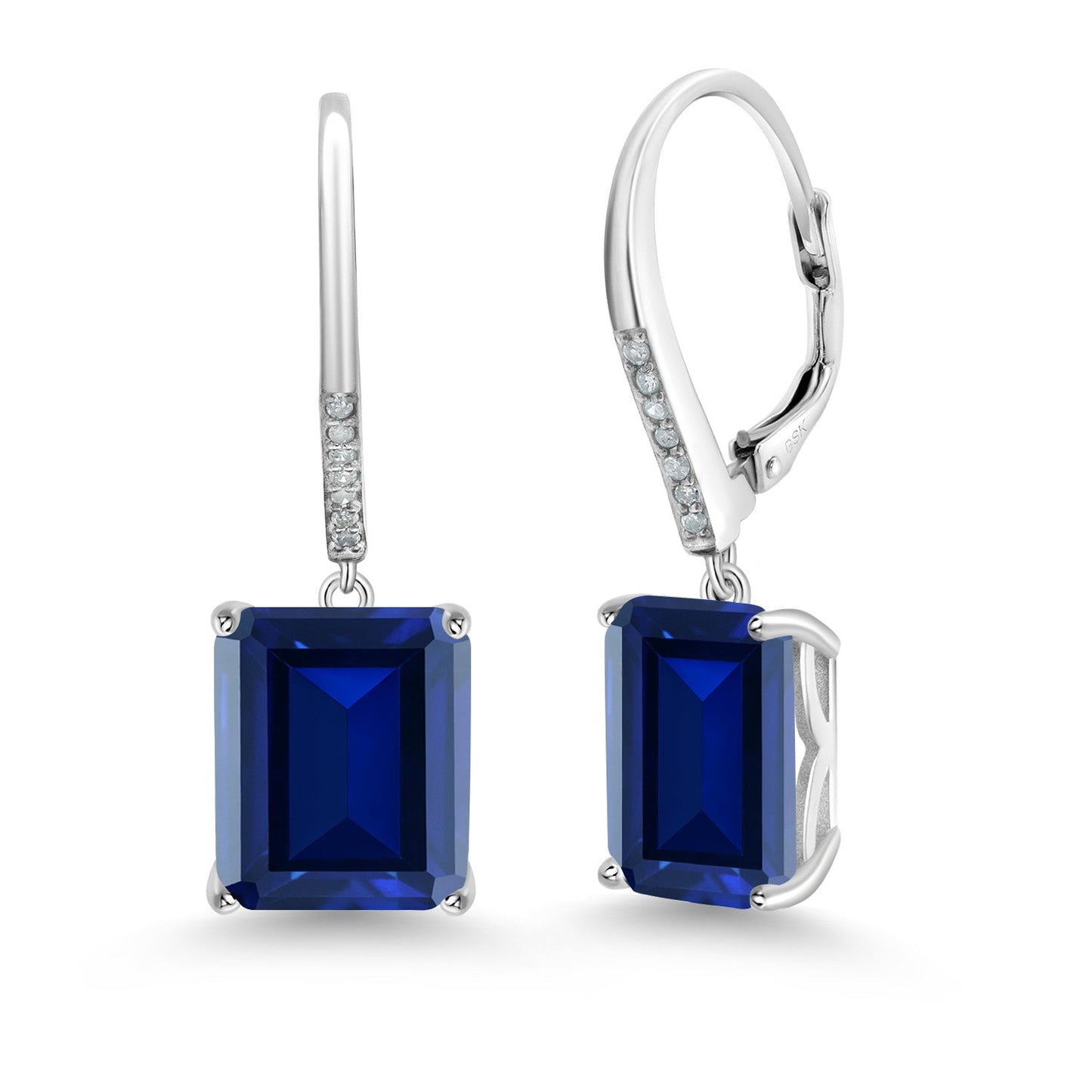 11-15 Cttw Leverback Drop Dangle Earrings for Women | 925 Sterling Silver | Gemstone Birthstone and White Diamond | Emerald Cut 12X10MM | Fine Jewelry Gifts for Her Mom Women Wife