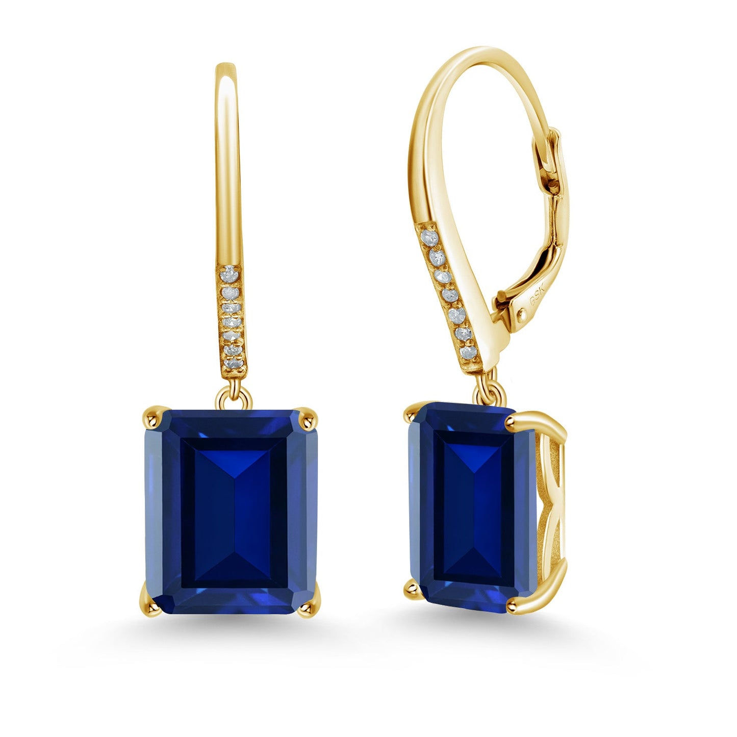 11-15 Cttw Leverback Drop Dangle Earrings for Women | 925 Sterling Silver | Gemstone Birthstone and White Diamond | Emerald Cut 12X10MM | Fine Jewelry Gifts for Her Mom Women Wife