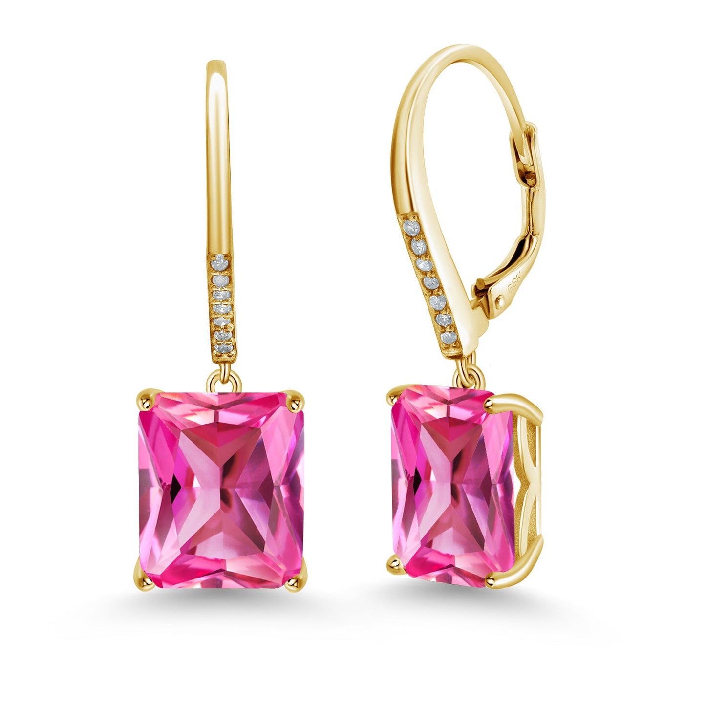 11-15 Cttw Leverback Drop Dangle Earrings for Women | 925 Sterling Silver | Gemstone Birthstone and White Diamond | Emerald Cut 12X10MM | Fine Jewelry Gifts for Her Mom Women Wife