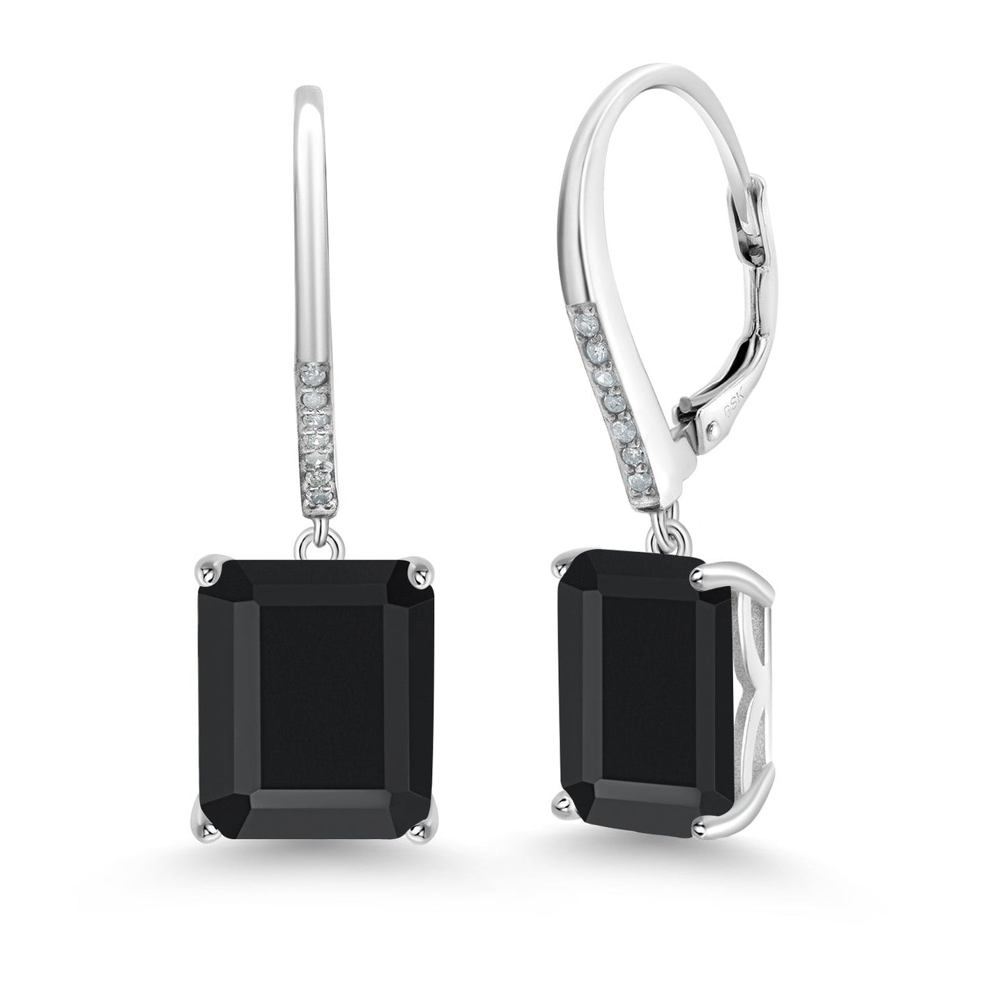 11-15 Cttw Leverback Drop Dangle Earrings for Women | 925 Sterling Silver | Gemstone Birthstone and White Diamond | Emerald Cut 12X10MM | Fine Jewelry Gifts for Her Mom Women Wife