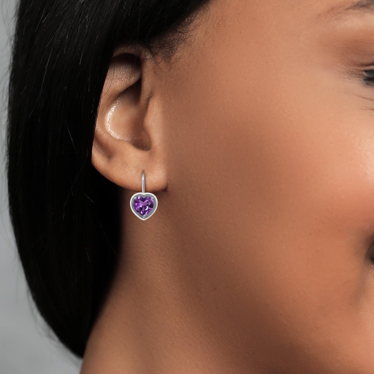 Leverback Drop Dangle Heart Earrings for Women | 925 Sterling Silver | Gemstone Birthstone | Heart Shape 7MM | Fine Jewelry Gifts for Her Mom Women Wife