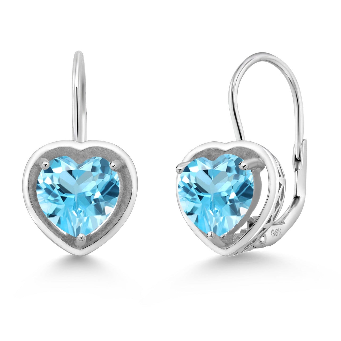 Leverback Drop Dangle Heart Earrings for Women | 925 Sterling Silver | Gemstone Birthstone | Heart Shape 7MM | Fine Jewelry Gifts for Her Mom Women Wife