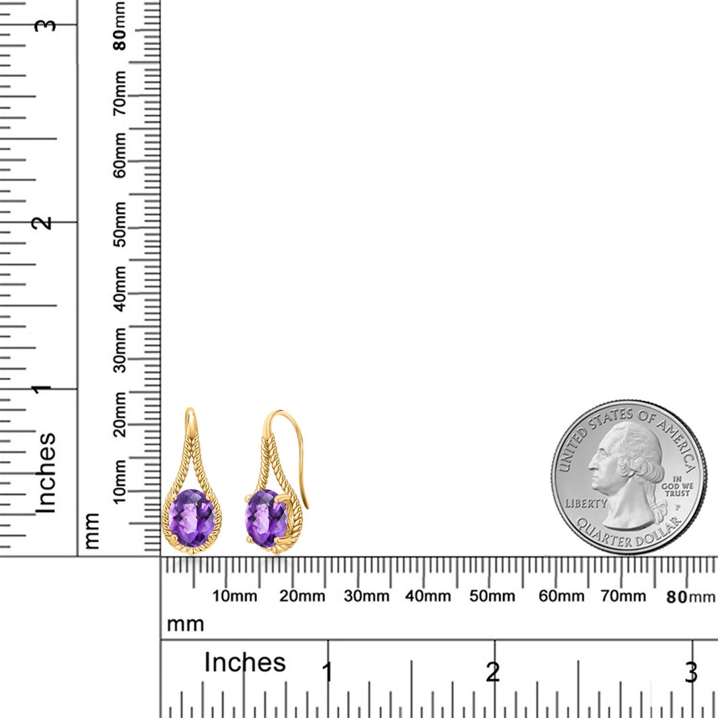 18K Yellow Gold Plated 9X7MM Oval Gemstone Birthstone French Wire Dangle Hook Earrings For Women