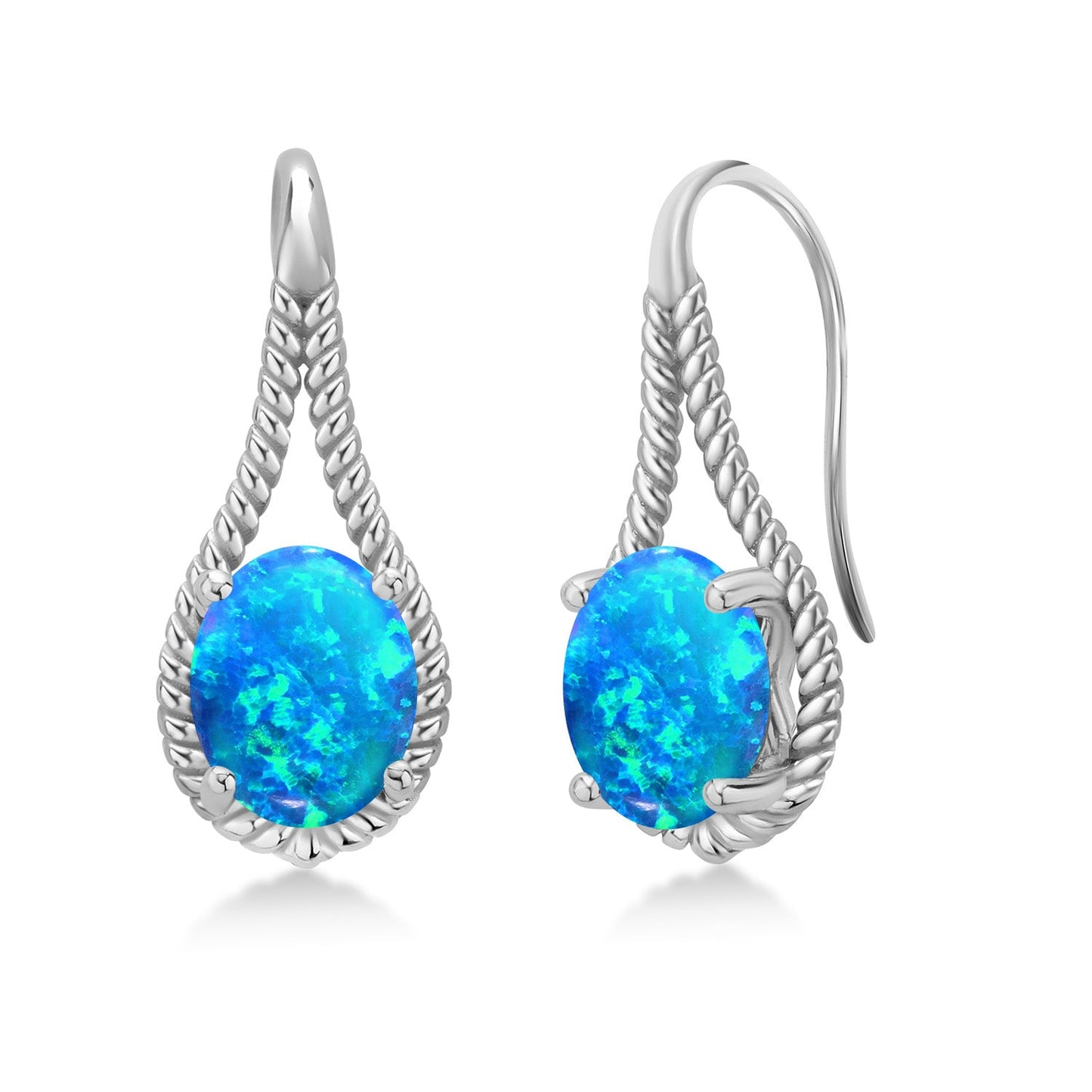 9X7MM Oval Gemstone Birthstone French Wire Dangle Hook Earrings For Women | 925 Sterling Silver | Fine Jewelry Gifts for Her Mom Women Wife