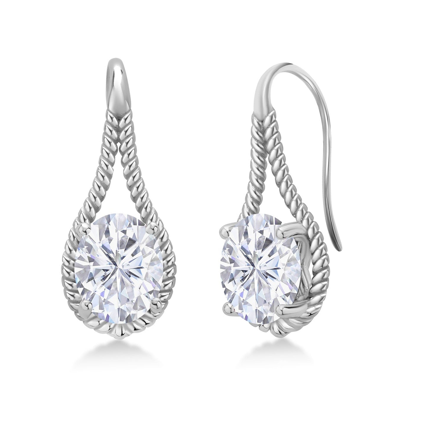 9X7MM Oval Gemstone Birthstone French Wire Dangle Hook Earrings For Women | 925 Sterling Silver | Fine Jewelry Gifts for Her Mom Women Wife