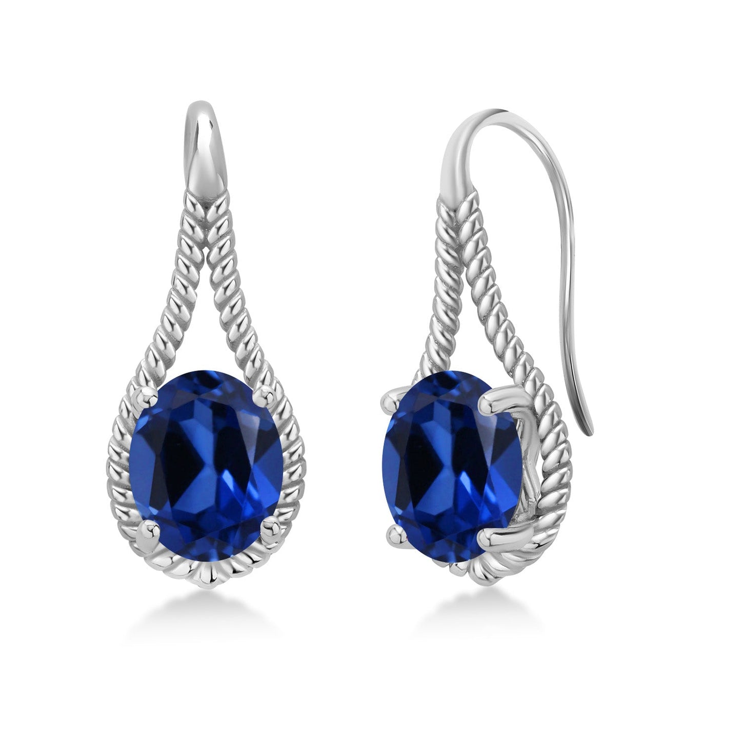 9X7MM Oval Gemstone Birthstone French Wire Dangle Hook Earrings For Women | 925 Sterling Silver | Fine Jewelry Gifts for Her Mom Women Wife