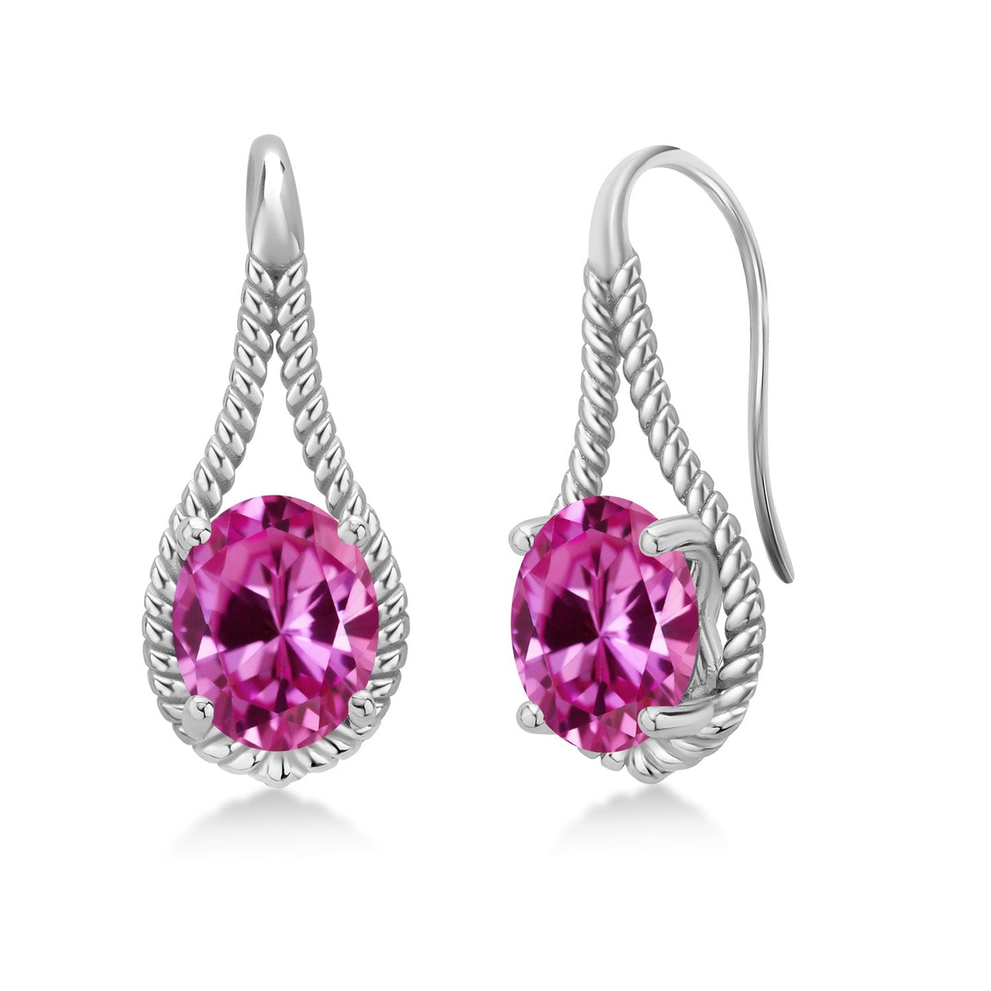 9X7MM Oval Gemstone Birthstone French Wire Dangle Hook Earrings For Women | 925 Sterling Silver | Fine Jewelry Gifts for Her Mom Women Wife
