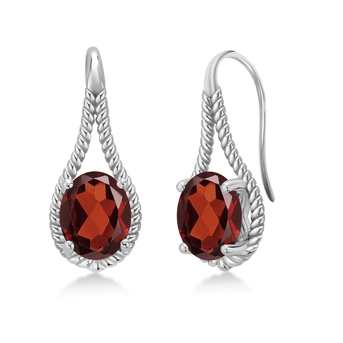 9X7MM Oval Gemstone Birthstone French Wire Dangle Hook Earrings For Women | 925 Sterling Silver | Fine Jewelry Gifts for Her Mom Women Wife