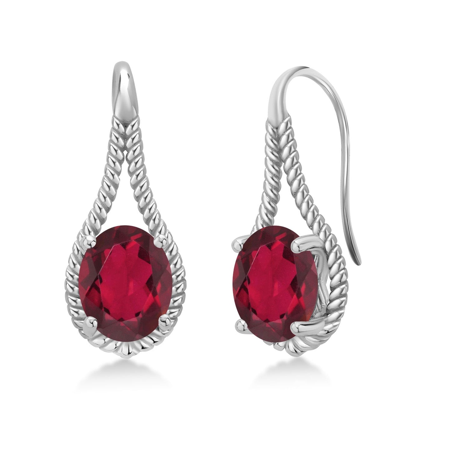 9X7MM Oval Gemstone Birthstone French Wire Dangle Hook Earrings For Women | 925 Sterling Silver | Fine Jewelry Gifts for Her Mom Women Wife