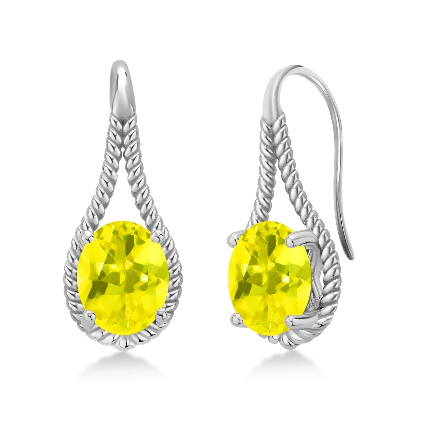 9X7MM Oval Gemstone Birthstone French Wire Dangle Hook Earrings For Women | 925 Sterling Silver | Fine Jewelry Gifts for Her Mom Women Wife