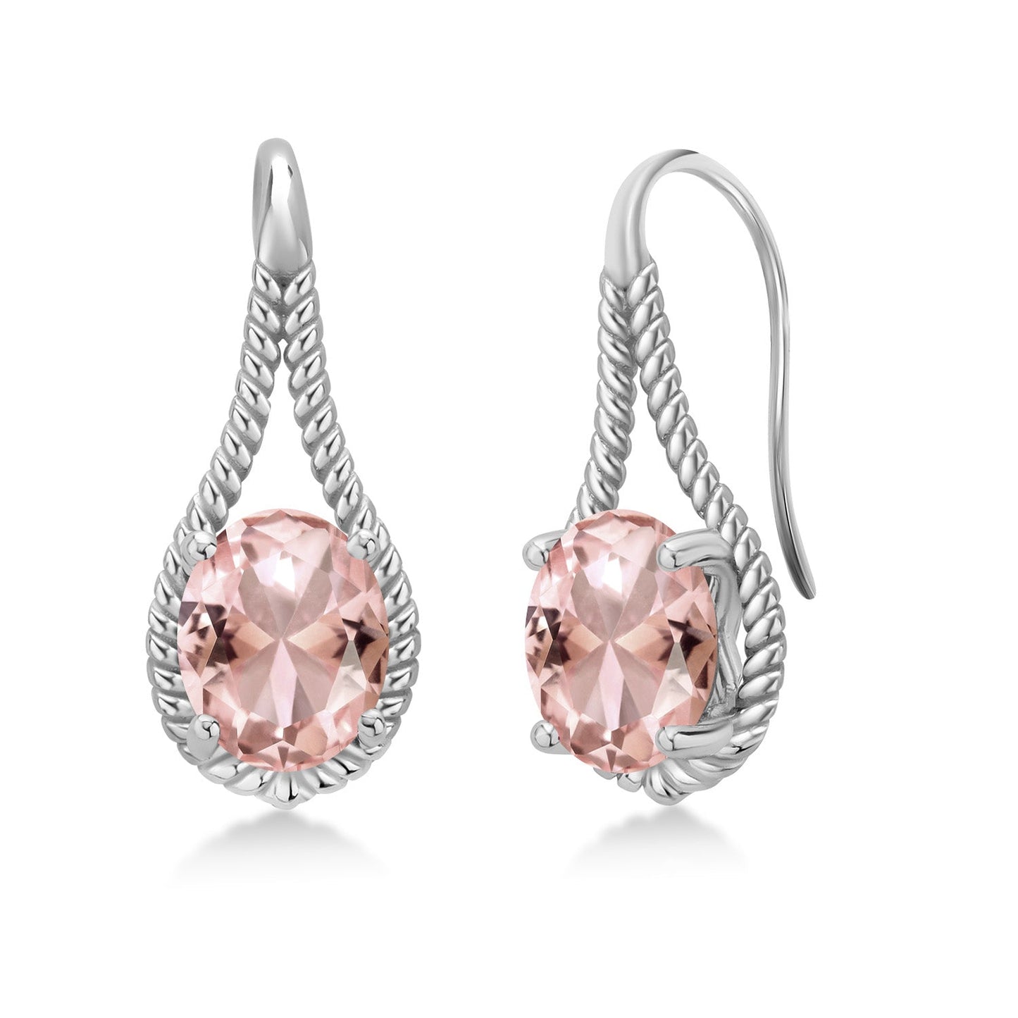 9X7MM Oval Gemstone Birthstone French Wire Dangle Hook Earrings For Women | 925 Sterling Silver | Fine Jewelry Gifts for Her Mom Women Wife