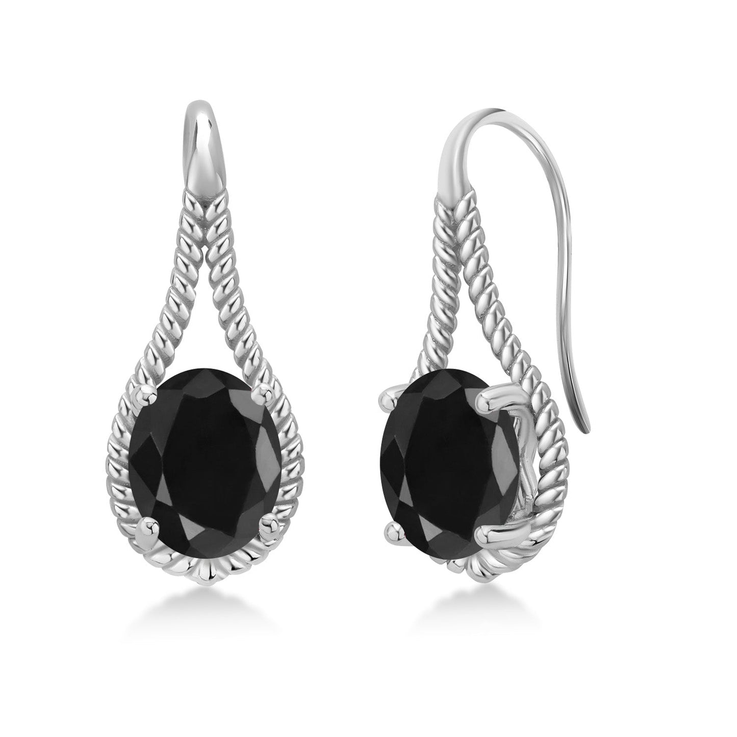9X7MM Oval Gemstone Birthstone French Wire Dangle Hook Earrings For Women | 925 Sterling Silver | Fine Jewelry Gifts for Her Mom Women Wife