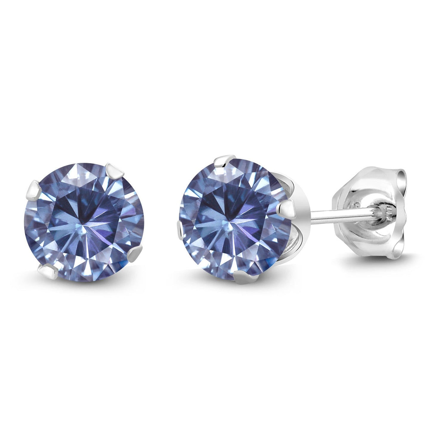 925 Sterling Silver Round 6MM Gemstone Birthstone Stud Earrings For Women Men | Round Genuine Birthstone Solitaire Stud Earrings | Fine Jewelry Gifts for Her Mom Women Wife