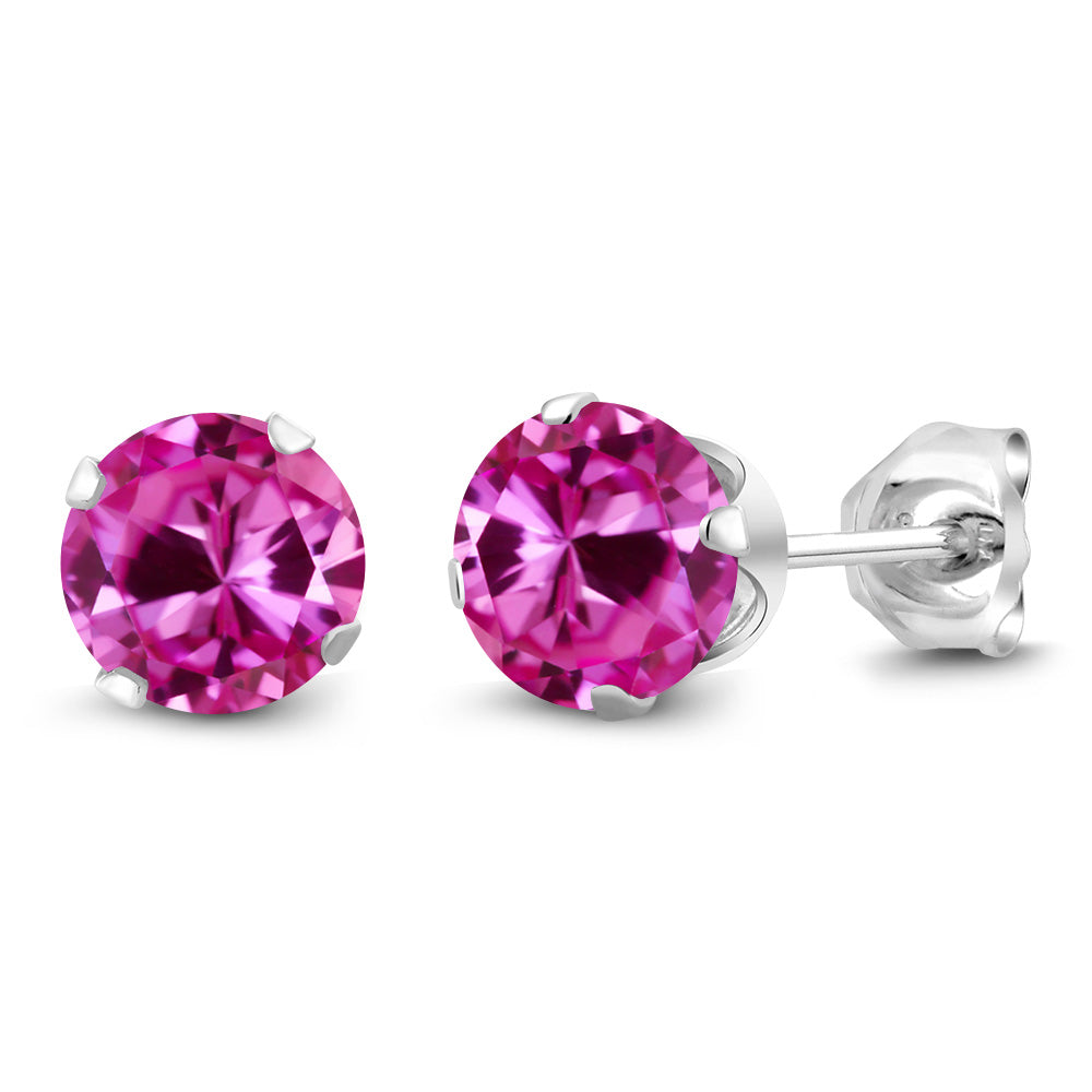 925 Sterling Silver Round 6MM Gemstone Birthstone Stud Earrings For Women Men | Round Genuine Birthstone Solitaire Stud Earrings | Fine Jewelry Gifts for Her Mom Women Wife