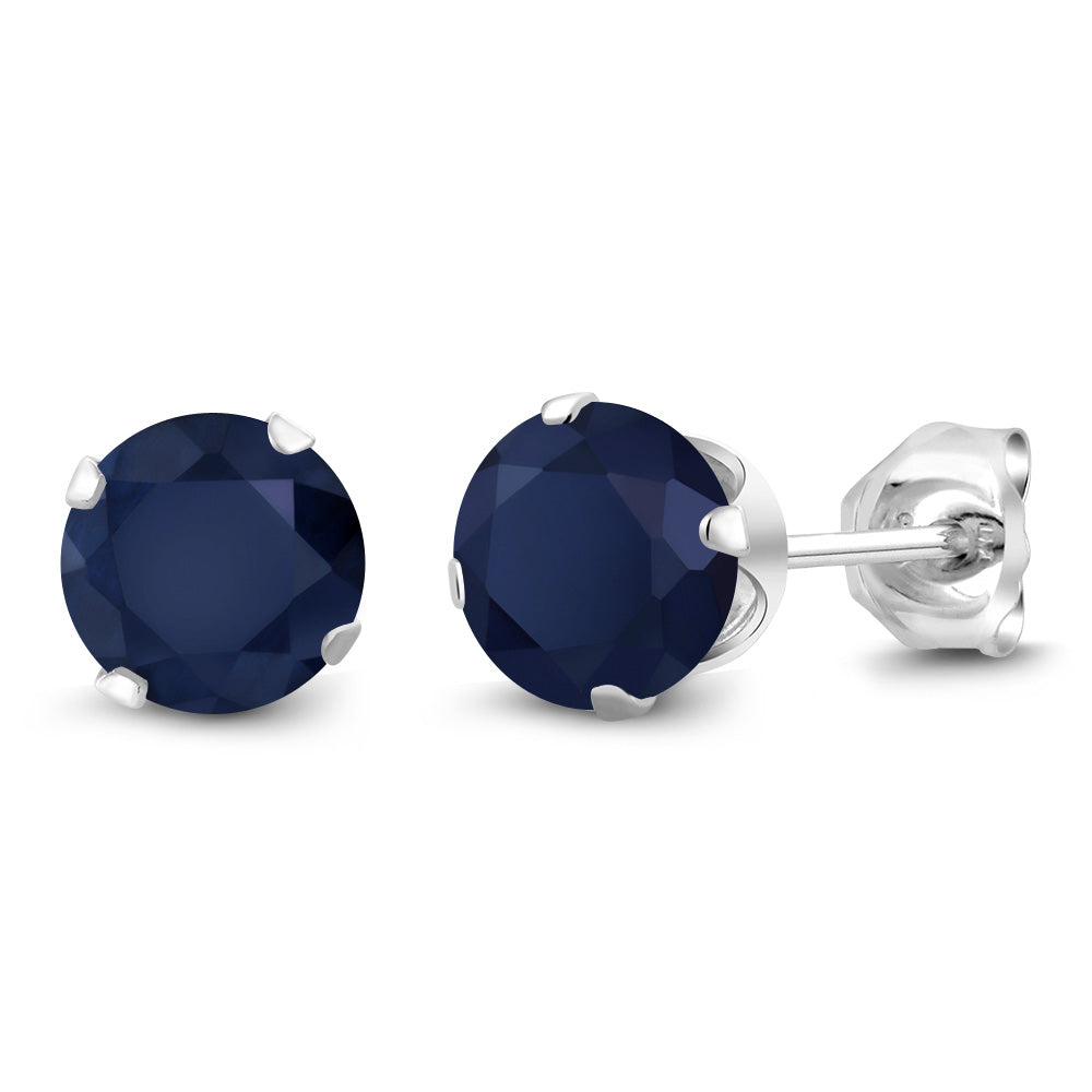 925 Sterling Silver Round 6MM Gemstone Birthstone Stud Earrings For Women Men | Round Genuine Birthstone Solitaire Stud Earrings | Fine Jewelry Gifts for Her Mom Women Wife