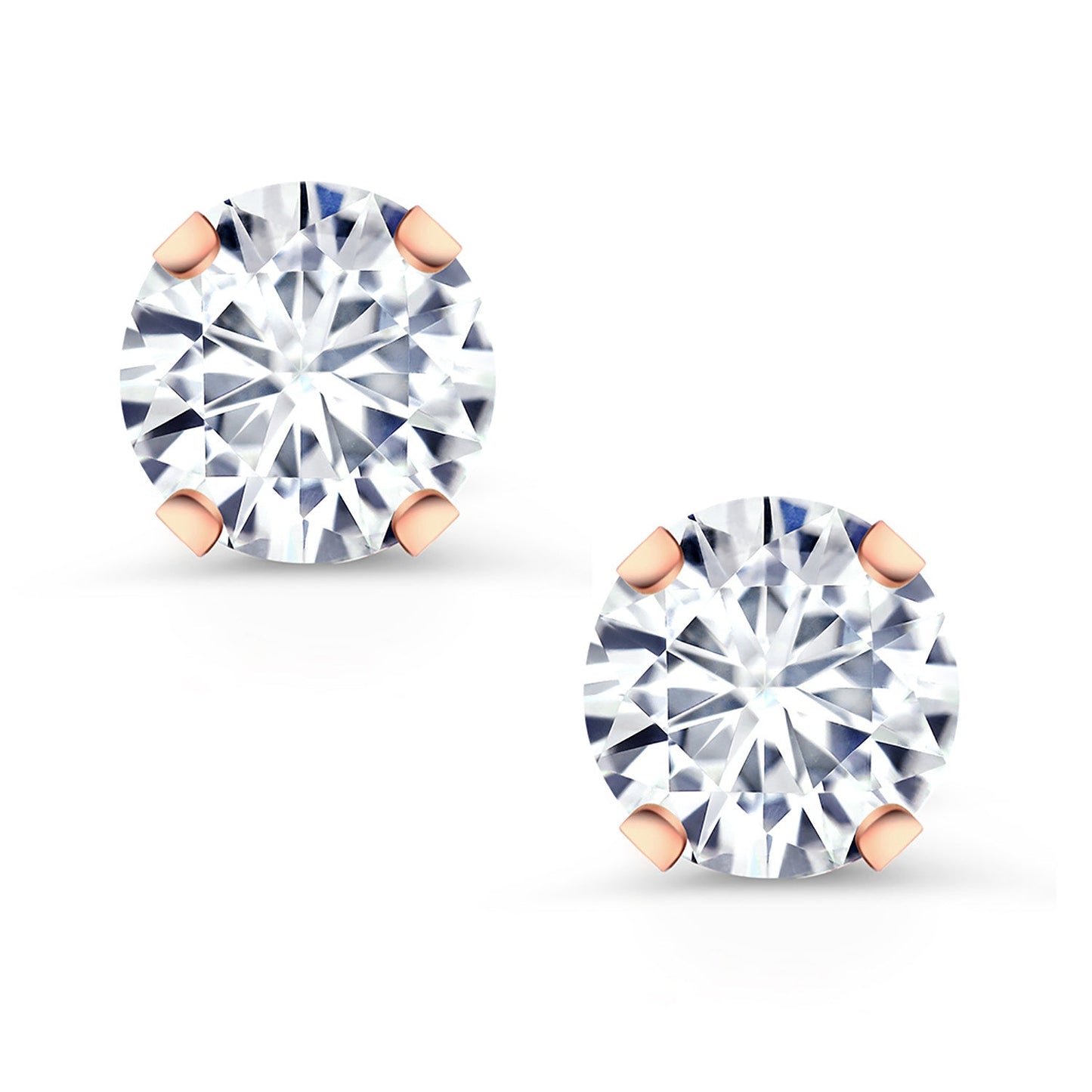 10K Rose Gold MoissaniteStud Earrings For Women Men (1.00 Cttw, Round 5MM)