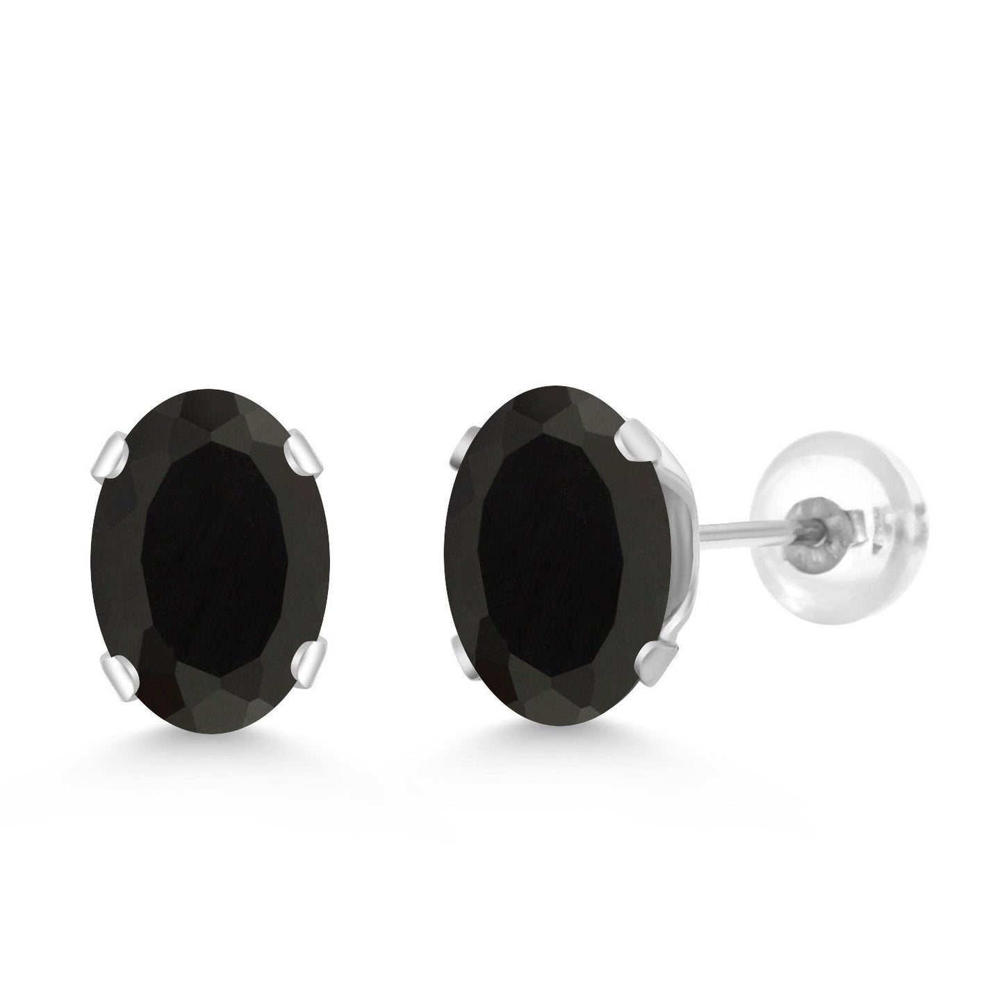 14K White Gold Oval Gemstone Birthstone Stud Earrings | Oval 7X5MM | Gold Earrings For Women Men