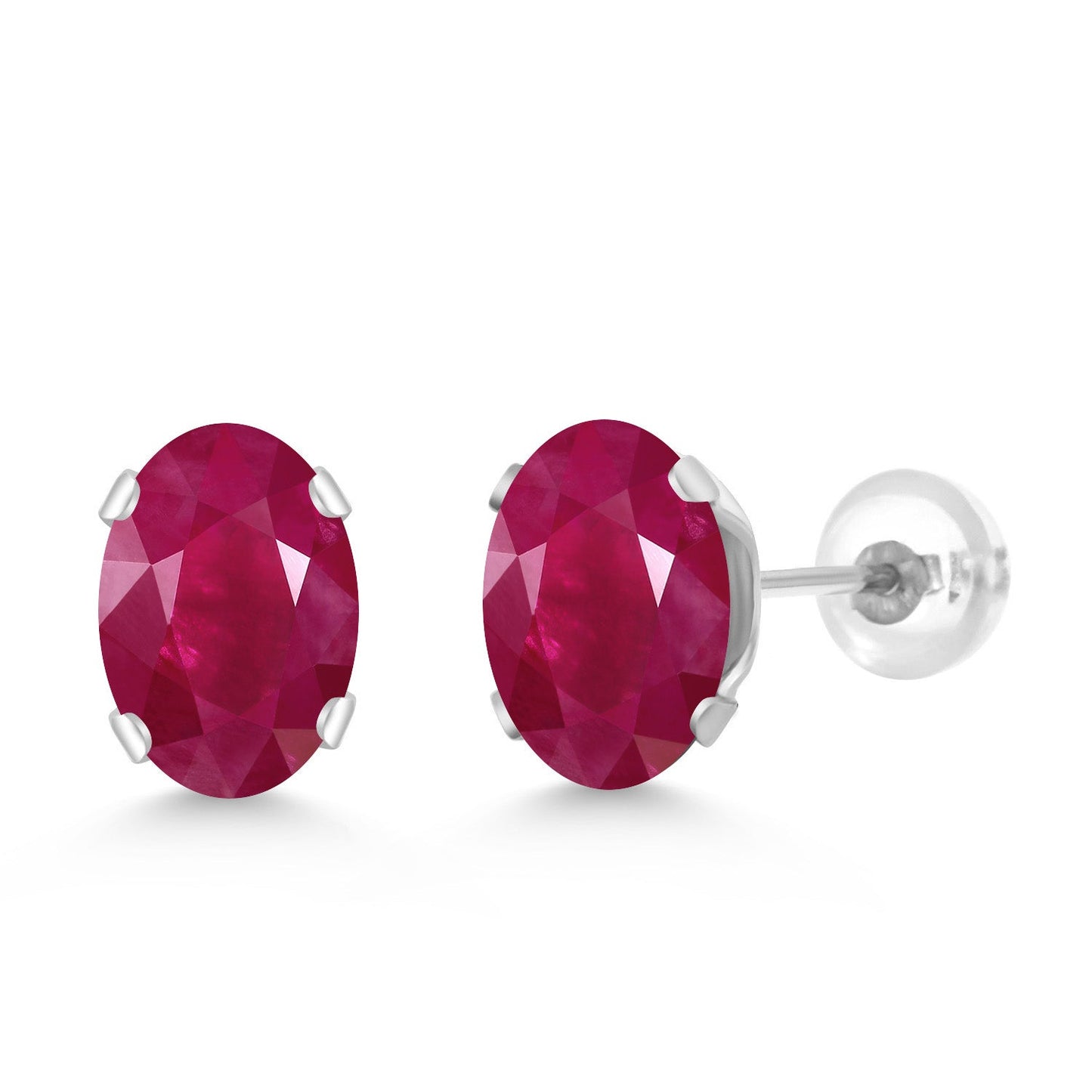 14K White Gold Oval Gemstone Birthstone Stud Earrings | Oval 7X5MM | Gold Earrings For Women Men