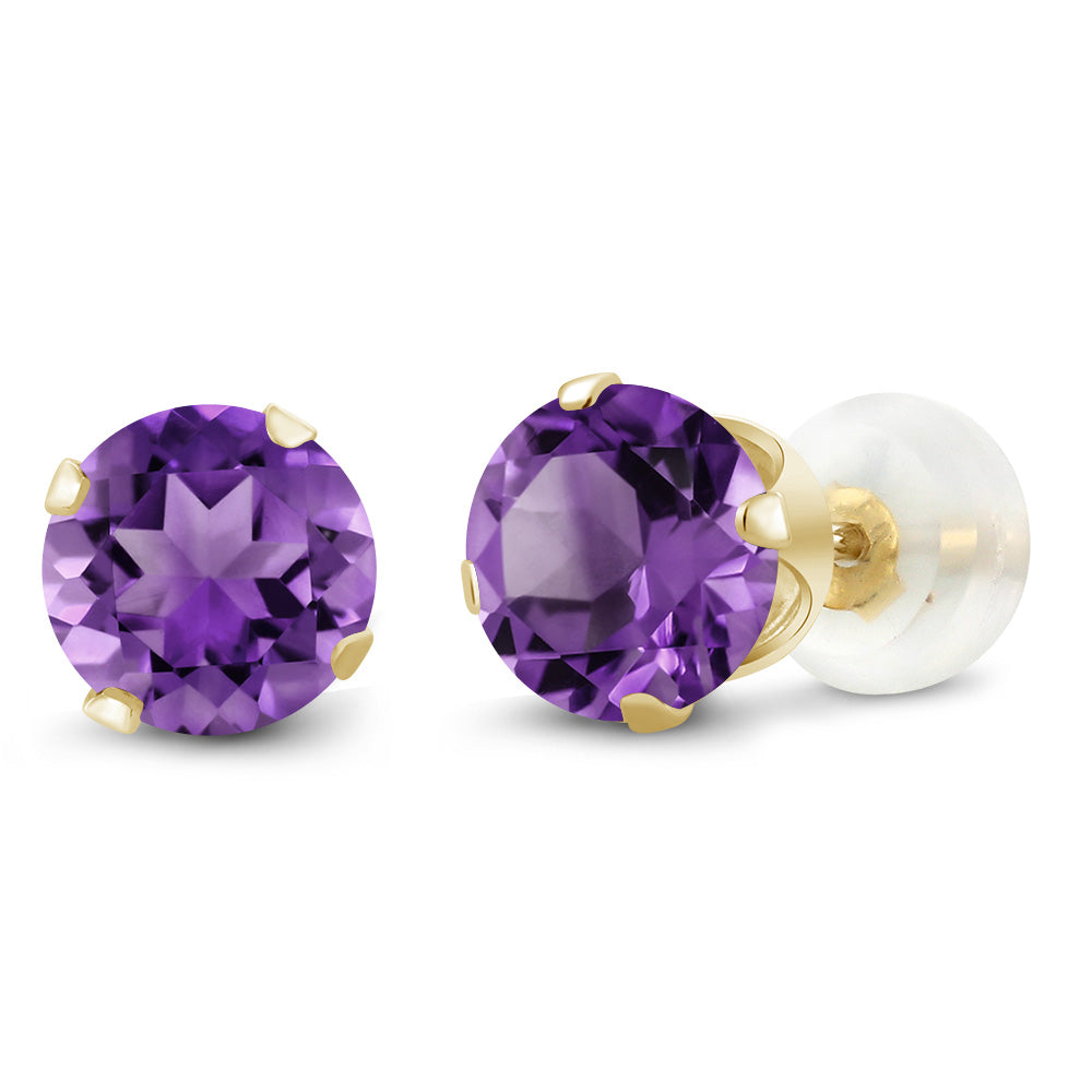 10K Yellow Gold Gemstone Birthstone 4-Prong Stud Earrings for Women | Round 4MM | Fine Jewelry Gifts for Her Mom Women Wife