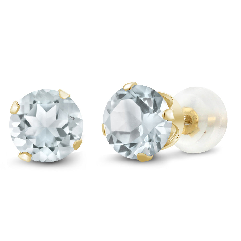 10K Yellow Gold Gemstone Birthstone 4-Prong Stud Earrings for Women | Round 4MM | Fine Jewelry Gifts for Her Mom Women Wife
