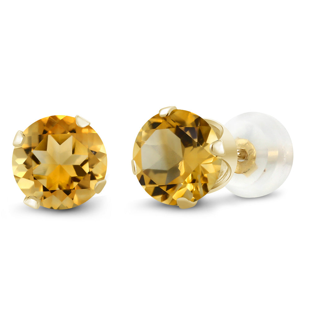 10K Yellow Gold Gemstone Birthstone 4-Prong Stud Earrings for Women | Round 4MM | Fine Jewelry Gifts for Her Mom Women Wife