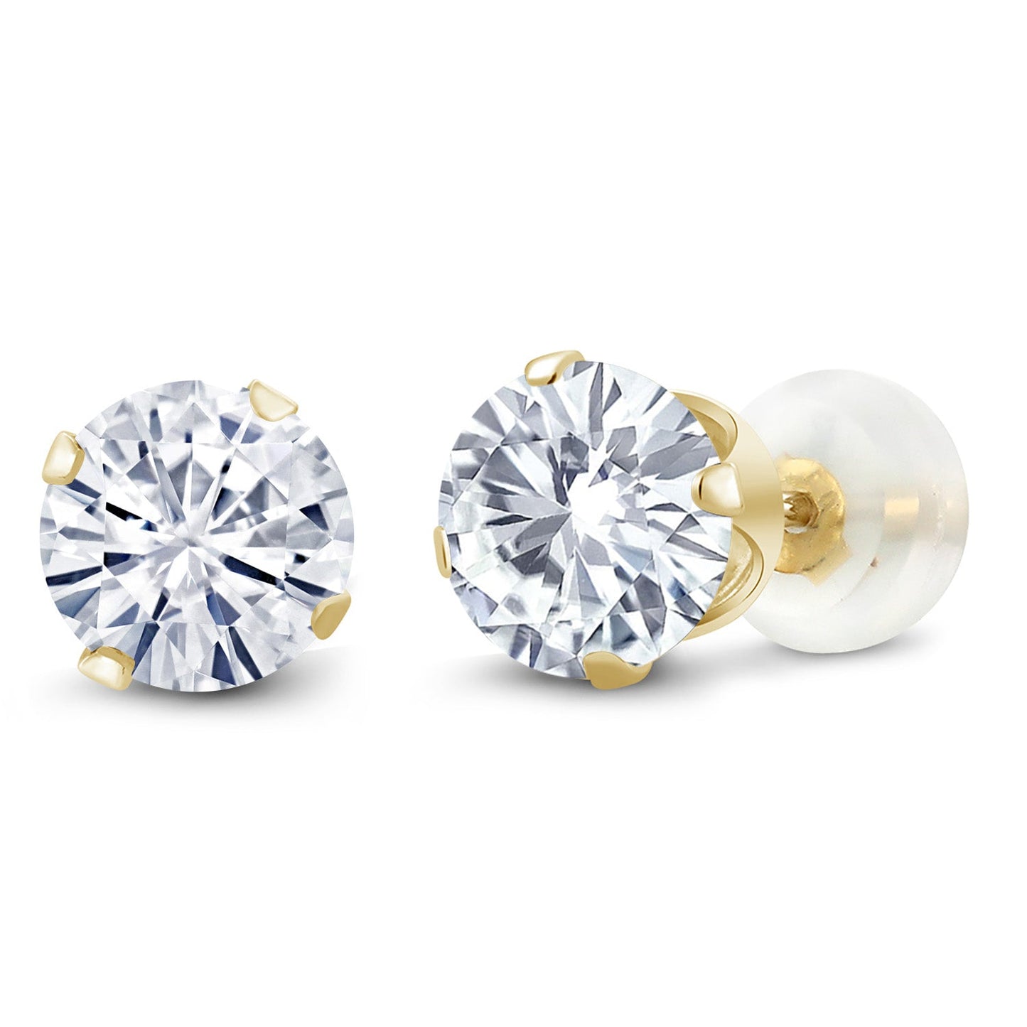 10K Yellow Gold Gemstone Birthstone 4-Prong Stud Earrings for Women | Round 4MM | Fine Jewelry Gifts for Her Mom Women Wife