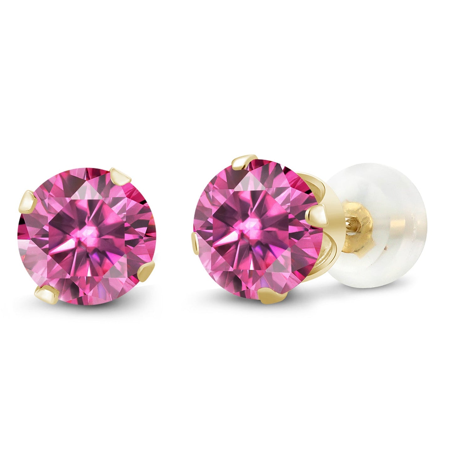 10K Yellow Gold Gemstone Birthstone 4-Prong Stud Earrings for Women | Round 4MM | Fine Jewelry Gifts for Her Mom Women Wife